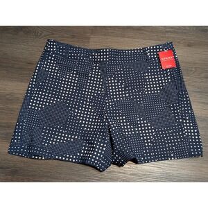 Spanx Sunshine Shorts 4" Women's Relaxed Dot Patchwork‎ Navy UPF 50+ NWT Large